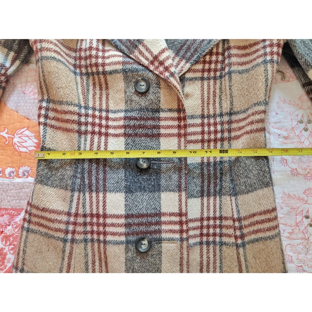 Vintage plaid maxi double breasted trench wool coat - Picture 8 of 11
